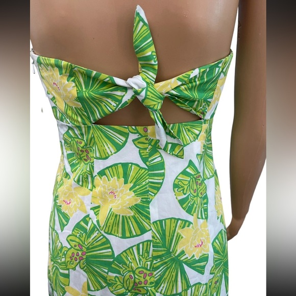 Lilly Pulitzer Strapless Franco Mini Dress Prep Green Leaves Frogs Size 2 EUC - Picture 3 of 11
